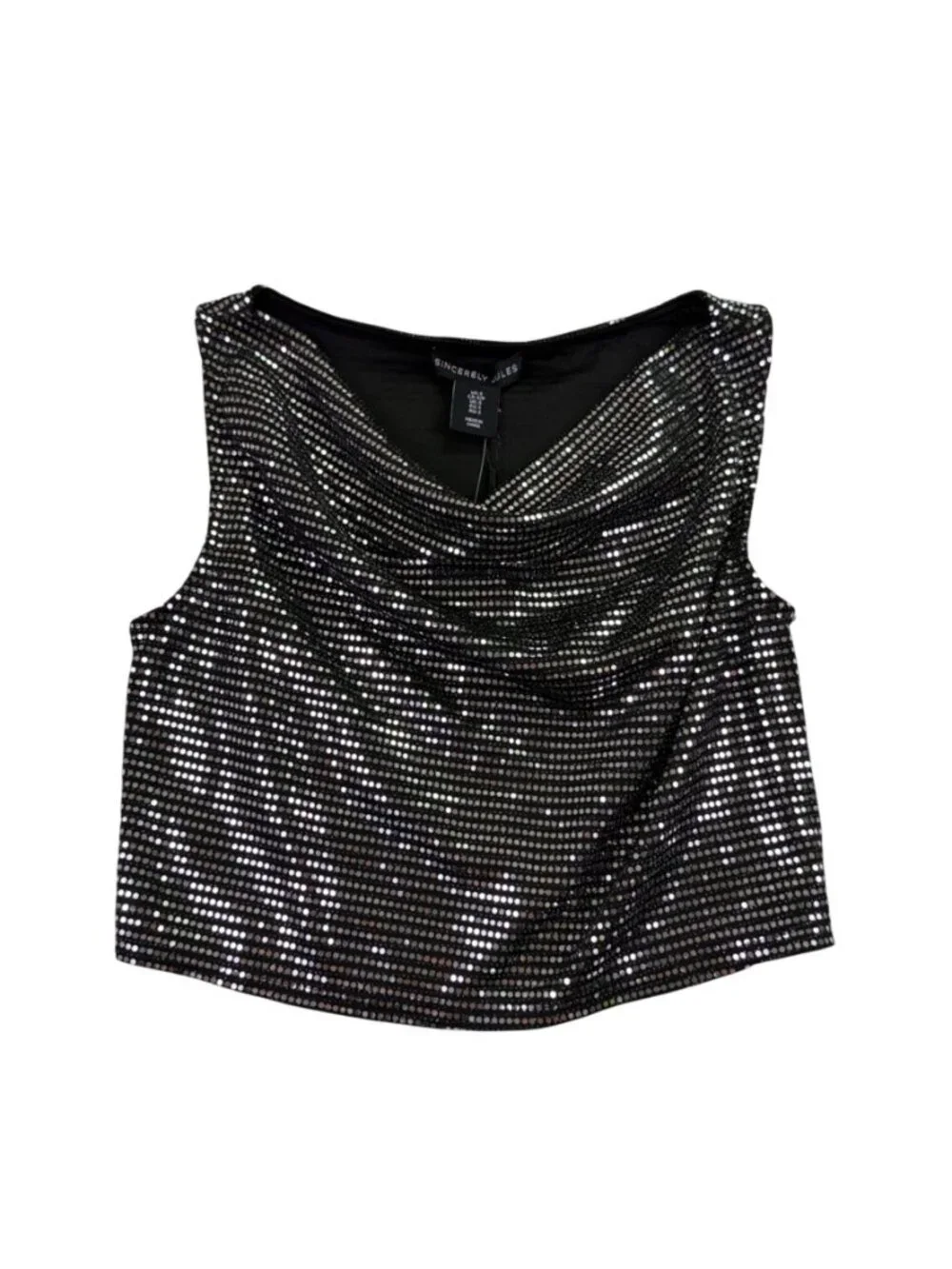 Sincerely Jules Womens Silver Lurex Sequined Crop Top & Skirt Set Size S